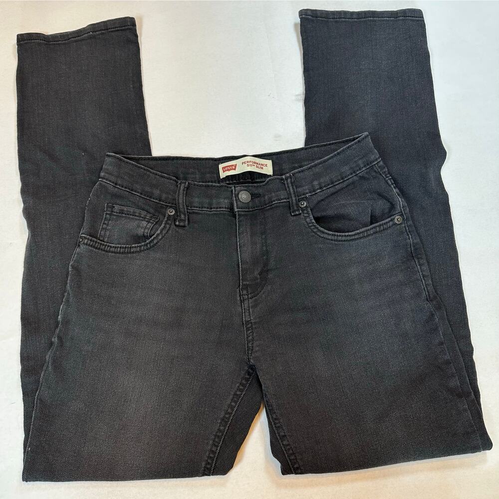 Levi's Boys Size 18 Reg 29 x 31 511 Slim Performance Faded Black Jeans Straight